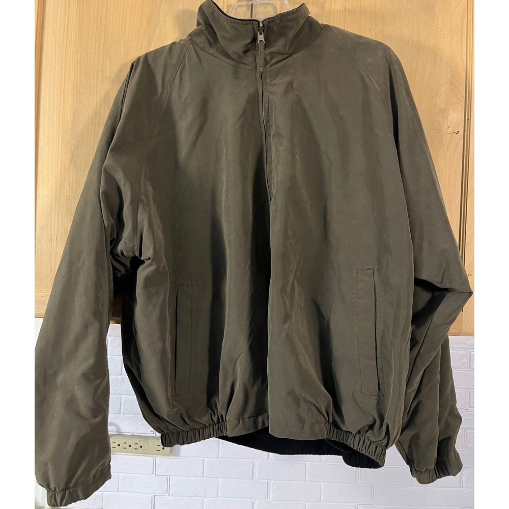 Unbranded Bomber Jacket Mens XL Olive Green Fleece Lined Full Zip Mock Neck